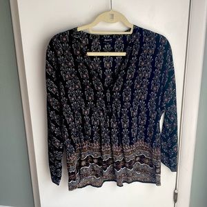 Madewell Blouse Black Print